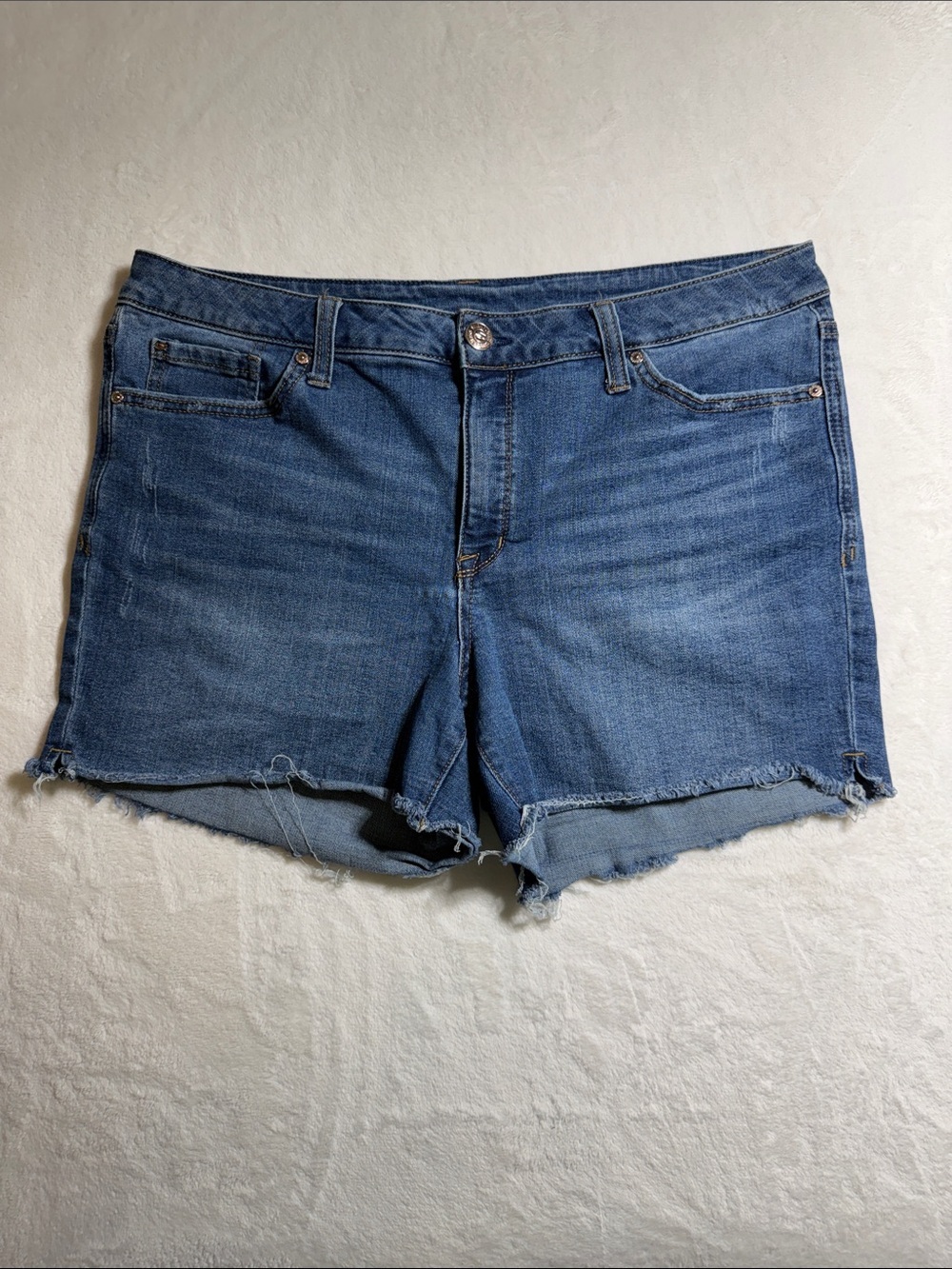 Seven7 Mid-Rise Denim Cutoff Shorts - Medium Blue